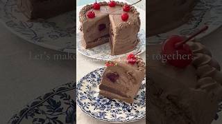 🍒✨체리를 곁들인! 찐한 초코케이크 레시피 Dessert+Cherry Chocolate Sandwich Cream Cake