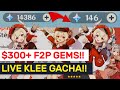 $300 USD Worth Of F2P Primogems! Live ★★★★★ Klee Gacha! | Genshin Impact