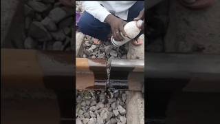 Thermite welding process for joining railway tracks #shorts  #railway #welding