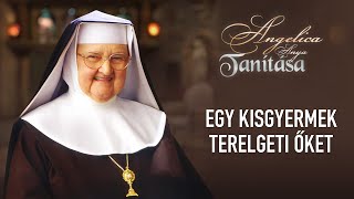 Egy kisgyermek terelgeti őket - Angelica anya tanítása