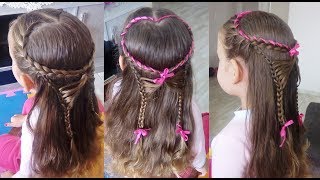 Penteado Infantil Coração sobre Asas de Borboleta com fita