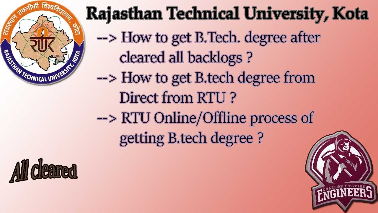 How To Get B.Tech Degree From RTU | RTU Degree Online/offline Process ...