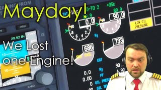 Flight Simulator with the Airline Pilot. Engine Damage at Takeoff B737 [HD]