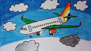 How to draw a passenger plane step by step easy | drawing for kids