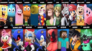 Sonic vs Sonic.EXE | Mario vs Finn | Noob vs Spongebob vs Gumball in Super Smash Bros Crusade