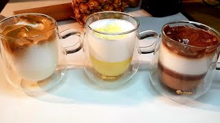 نوشیدنی با شیر در ۳ طعم، bevande al latte con 3 gusti,milk beverages with 3 different flavors