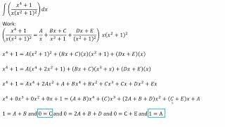 Integrals (Partial Fraction—Repeated Quadratic Factor)