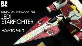 How to make a JEDI STARFIGHTER Bandai Vehicle Model with LED lights : Star Wars plastic model kit