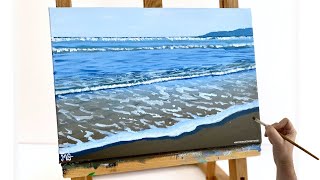 How to paint water how to paint water with acrylic acrylic painting tutorial beach ocean waves