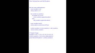 Sorting Even and Odd Numbers (Python Code)