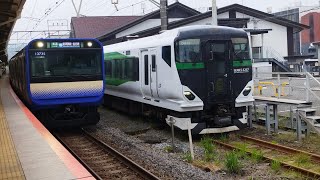 回9769M E257系 OM-52編成 臨時特急花咲く鎌倉あじさい号青梅行の送り込み回送が鎌倉駅0番線を発車するシーン