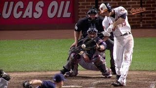 CLE@BAL: Machado breaks up no-no with double to left