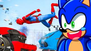 Reacting To INSANE GTA 5 SPIDERMAN Car Crashes!