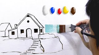 How to Paint Old Concrete House in Acrylics / Time-lapse / JMLisondra