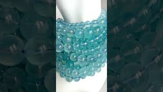 Genuine Aquamarine Smooth Round 5mm to 13mm Milky Bule Aquamarine Beads Jewelry Necklace 16\