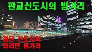 성남시 판교 첨단 신도시의 밤거리