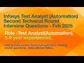 Infosys Second Technical round Test Analyst(Automation) Interview questions and Answers - 2025