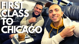 FLYING TO CHICAGO IN FIRST CLASS | CHICAGO TRAVEL VLOG 2022