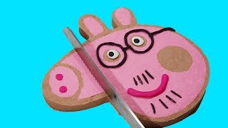 DIY How to Make Kinetic Sand Daddy Pig Mummy Pig Face Cake Learn Colors for Kids