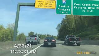 Timelapse Driving: Seatac to Bothell, WA April 23, 2021