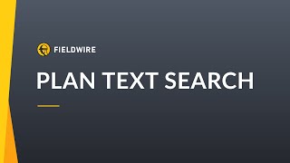 Plan Text Search in Fieldwire