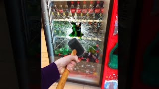 destroying vending machine for free food..