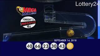 2018 09 14 Mega Millions Numbers and draw results