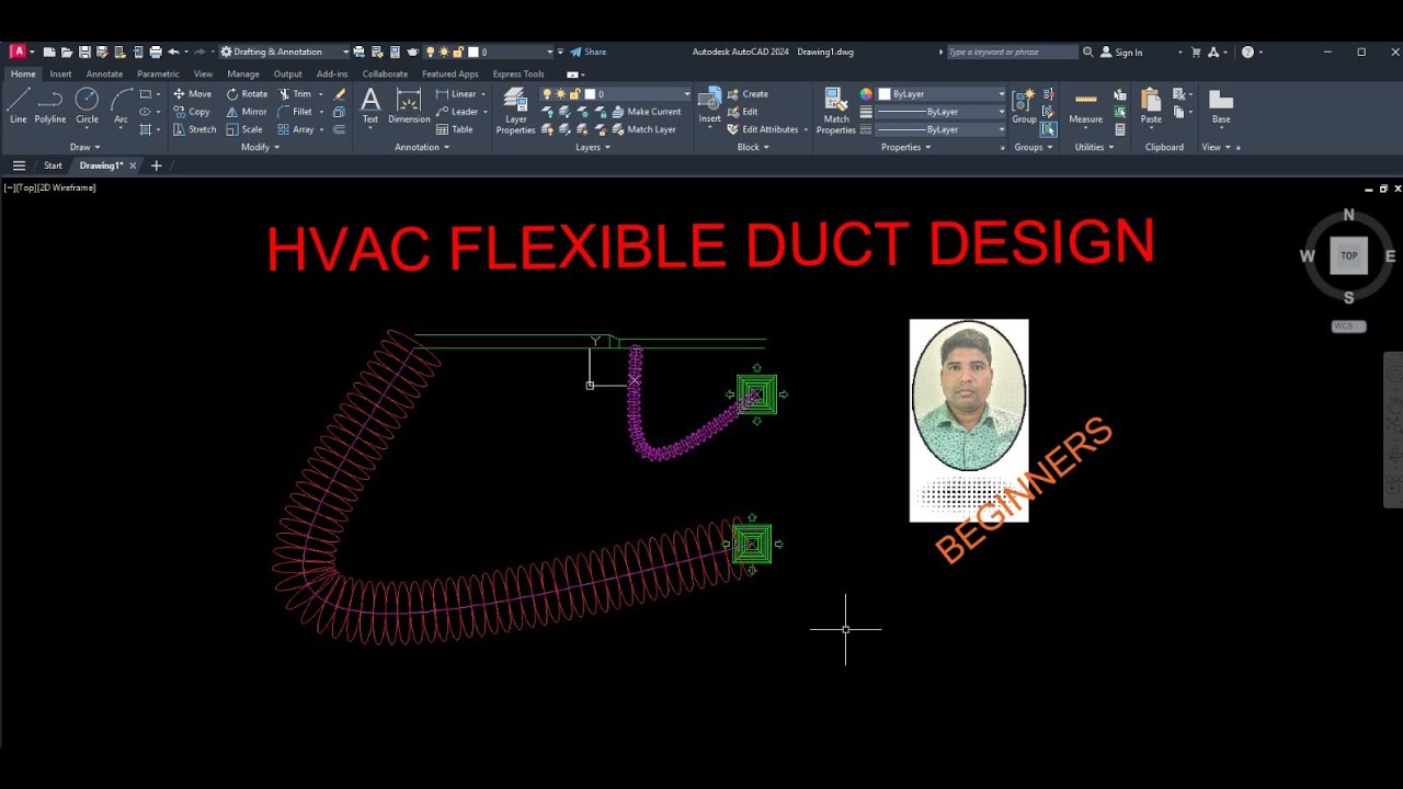 Hvac Flexible Duct Design In Auto Cad Youtube