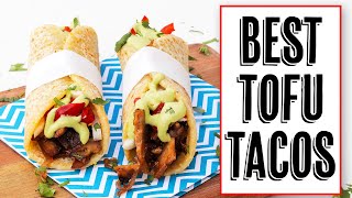 Best Way to Cook Tofu! Homemade Vegan Flatbread Taco with Quick Pickles and Cilantro Cream Sauce