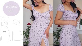 DIY VESTIDO DE ESCOTE RECOGIDO SIN CIERRE MOLDES + CONFECCIÓN + moldes gratis