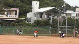 東風平中野球部　20161120　琉大戦１ 1　當銘　ショートファインプレーも内野安打