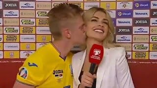 Manchester City's Zinchenko kisses beautiful reporter