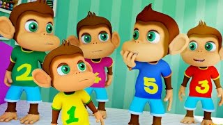 Five Little Monkeys Jumping On The Bed | 3D Nursery Rhymes Songs | Kids Tv Nursery Rhymes
