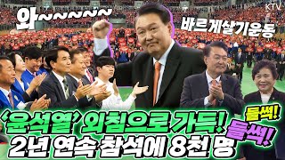 82만 명의 회원을 자랑하는 바르게살기운동! 윤 대통령 2년 연속 참석해 8천 명의 회원들 직접 격려. 2024년 바르게살기운동 전국회원대회 축사