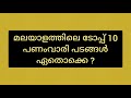 മലയാളത്തിലെ ടോപ്പ് 10 പണംവാരി പടങ്ങൾ all time highest grossing malayalam movies at box office