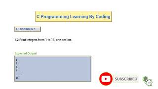 1.2 How to print Integers (1-15) - C Programming Learning By Coding