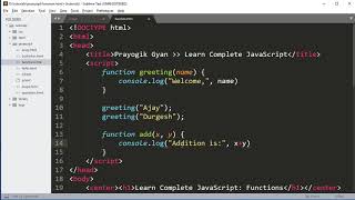 JavaScript User define Functions in Hindi Part10