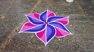 simple 3d kolam | rangoli | 3d flower 🌼 | 5*3 dots kolam | p square rangoli