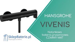 Vivenis Bateria prysznicowa natynkowa CZARNY MAT HANSGROHE 75620670 - SklepBaterie.pl