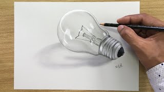 Bulb Drawing in 3D !! How to Sketch Bulb