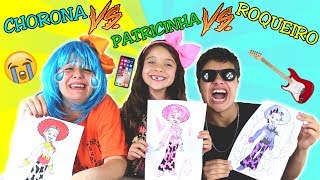 DESAFIO COLORINDO COM 3 CORES na ESCOLA (3 MARKER CHALLENGE) PATRICINHA VS ROQUEIRO VS CHORONA