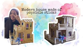 HOW TO MAKE MODERN HOUSE MADE OF POPSICLE STICKS | Rochie NM