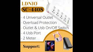 LDNIO SC4408 Power Socket Extension Adapter Supply Strip Charger With 4 Power Socket + 4USB Port