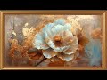 gold frame tv art vintage gold peony painting art screensaver for tv scene 1 h