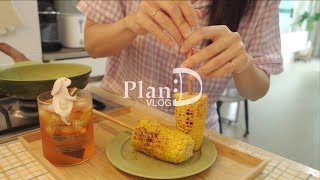 Grilled corn with butter. Summer pajama & black tea syrup.