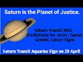 Saturn Transit in Aquarius 2022 | Impact on Aries, Taurus, Gemini , Cancer Signs