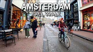 Amsterdam City Center Fall Rainy Walk The Netherlands| 5k 60| Amsterdam City Sounds