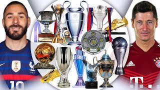 Karim Benzema Vs Robert Lewandowski Career All Trophies And Awards.