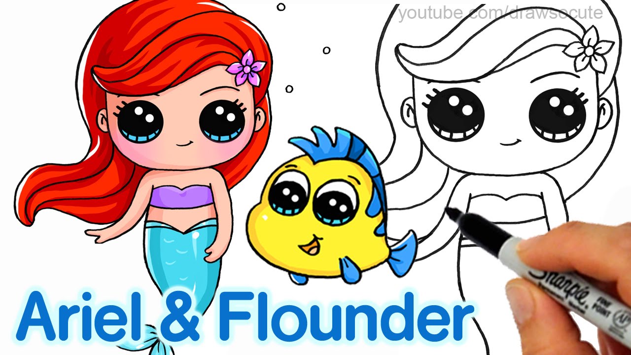How To Draw Little Mermaid Ariel Easy Youtube
