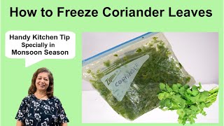 Kitchen Tips  \u0026 Tricks ( Part 4 ) -  How to Freeze Coriander leaves | हरा धनिया कैसे फ्रीज करें